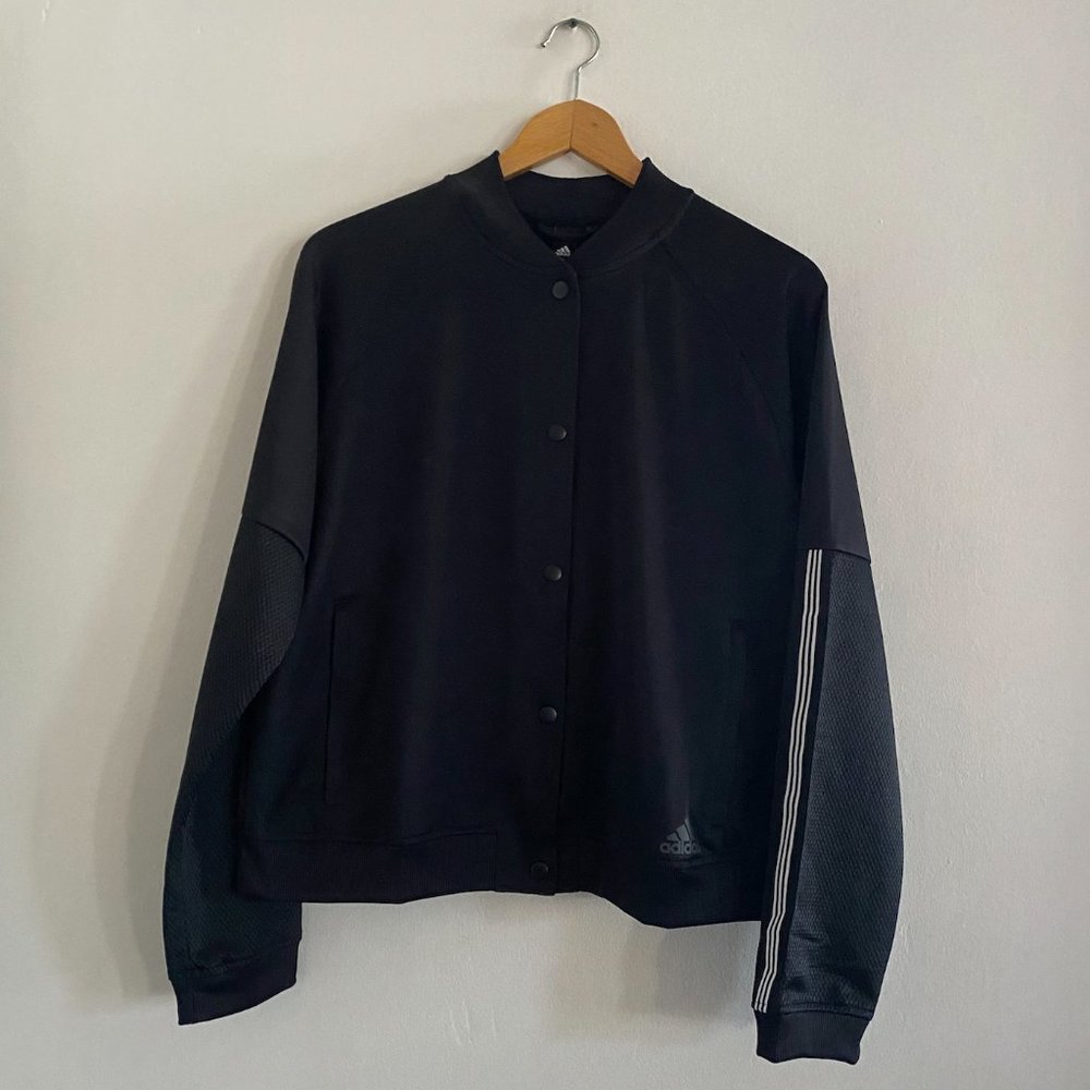 Adidas Women's Snap Button Jacket, Black in Size XL